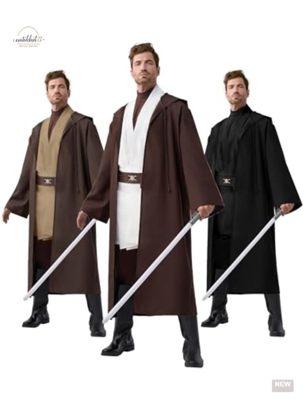 Men's Knight Tunic Hooded Robe Costume Set Halloween Cosplay